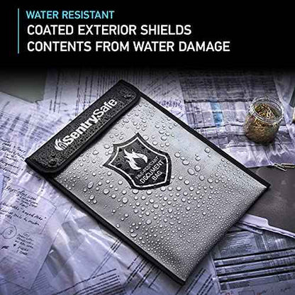 SentrySafe Fire and Water Resistant Portable Bag with Zipper for Money or Document Storage, FBWLZ0SSC
