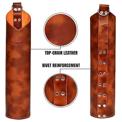 AP-LEATHER PRO-14 Top Grain Leather Welding Rod Bag, Welding Rod Holder/Electrode, Welding Rod Storage Container, 3 Inches Diameter, 14 Inches length (Lamination Leather)