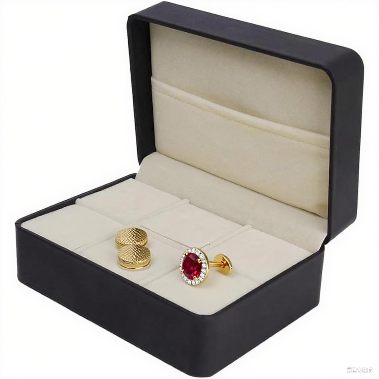 Salutto PU Box Cufflinks Tie Clip Brooch Lapel Storage Case Box Boutique Black