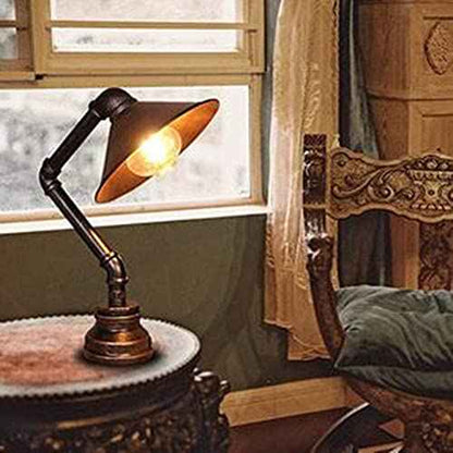 Steampunk Table Lamp, Industrial Water Pipe Lamp Retro Iron Piping Desk Lamp Vintage Nightstand Lamps for Bedroom Living Room Kitchen Caf? Dorm Pub (Not Include Bulb)