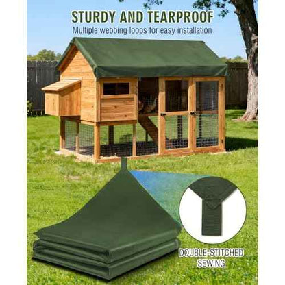 HIRALIY 20 Mil Heavy Duty Waterproof Tarp, 12x15ft Green Tarpaulin with Reinforced Webbing Loops, Multipurpose Oxford Canvas Tarp for Firewood, Roof, Camping, Pool