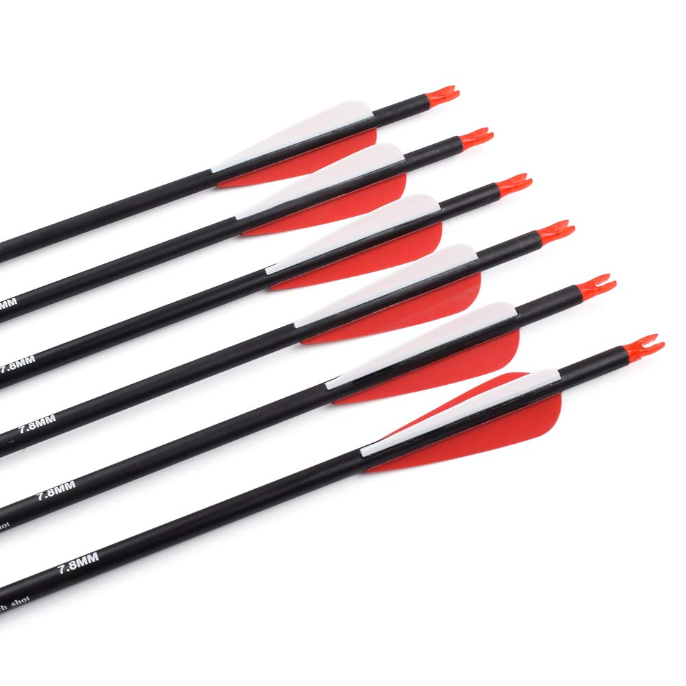 Elong 6PCS 26" Arrows for Compound Bows,Carbon Hunting Arrows for Archery Spine 500 with 100 Grain Screw Tips, for Compound & Recurve & Traditional Bow(with 6 Extra Nocks)