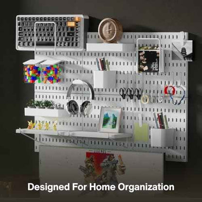 Keepo Pegboard Combination Kit, Pegboards and Accessories Modular Hanging for Wall Organizer, Crafts Organization, Ornaments Display, Nursery Storage, Peg Board (White, 33¡ȡ¿22¡È)