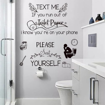 Toilet Woll Decals Sticker Quote Text Me If You Run Out of Toilet Paper Wall Decor Vinyl Wall Decal Home Stickers Vinyl Bathroom Art Decor.
