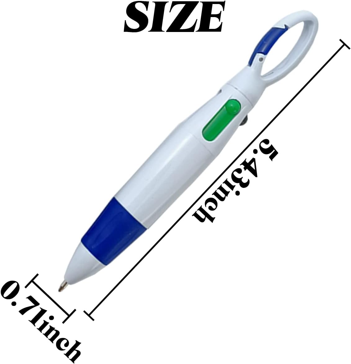 NSBELL 24PCS Plastic Carabiner Shuttle Pens 4-in-1 Retractable Ballpoint Pens Multicolor Pens with Buckle Keychain on Top for Office School Supplies Students Children Gift