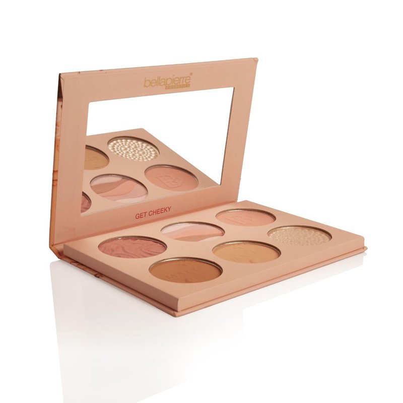 Bellapierre Get Cheeky Face Palette – 6 All-Powder Shades for Blush, Bronze & Glow – 3 Blushes, 2 Matte Bronzers, 1 Luminous Highlighter – Talc-Free, Cruelty-Free, Travel-Friendly Compact