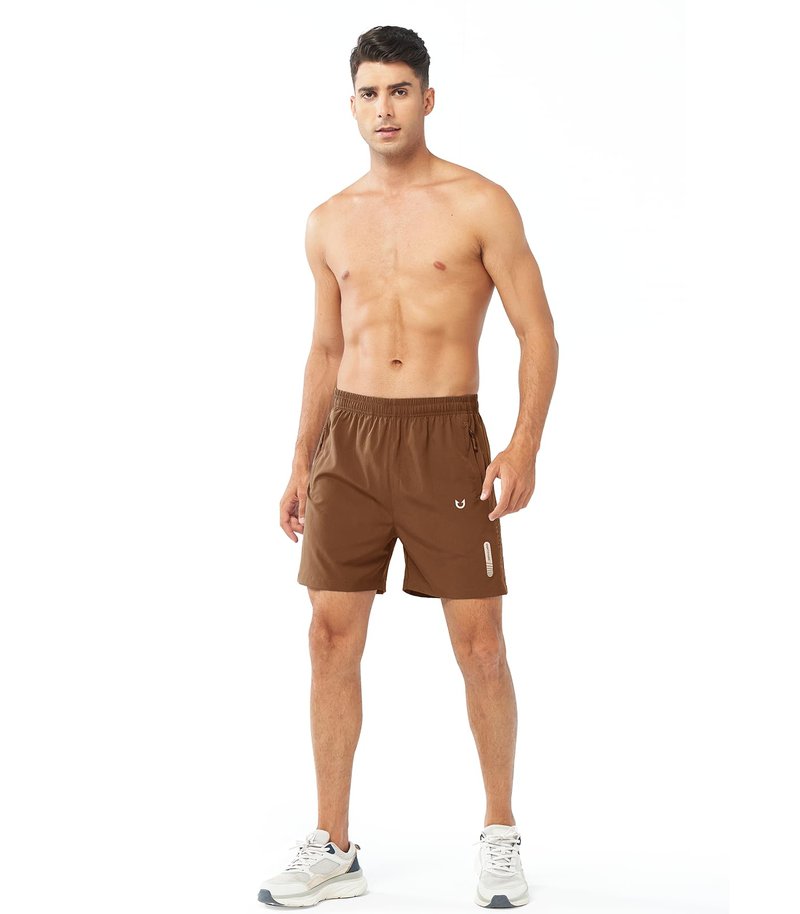 NORTHYARD Men's Athletic Running Shorts Gym Workout 7"/9"/5" Quick Dry Lightweight Sports Basketball Tennis 3 Zipper Pockets BROWN-5inch 2XL