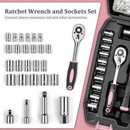 Sundpey Home Tool Kit 281-PCs - General Basic Home Auto Repair Tool Kits - Complete Portable Hand Tool Sets for Women - Tool Box Set with Socket Wrench Set & Screwdriver Sets & Hex Key & Pliers