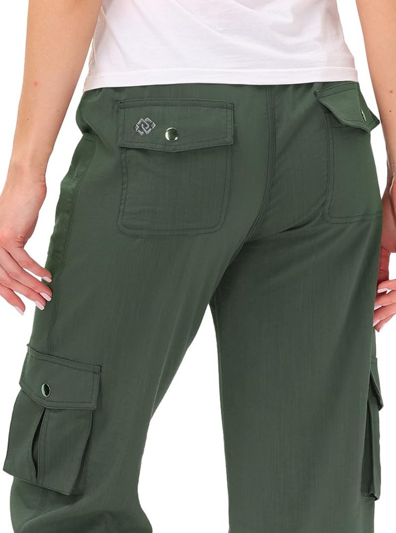 Womens Hiking Cargo Shorts Dry Fit Stretch Athletic Shorts with Pockets Army Green X-Large
