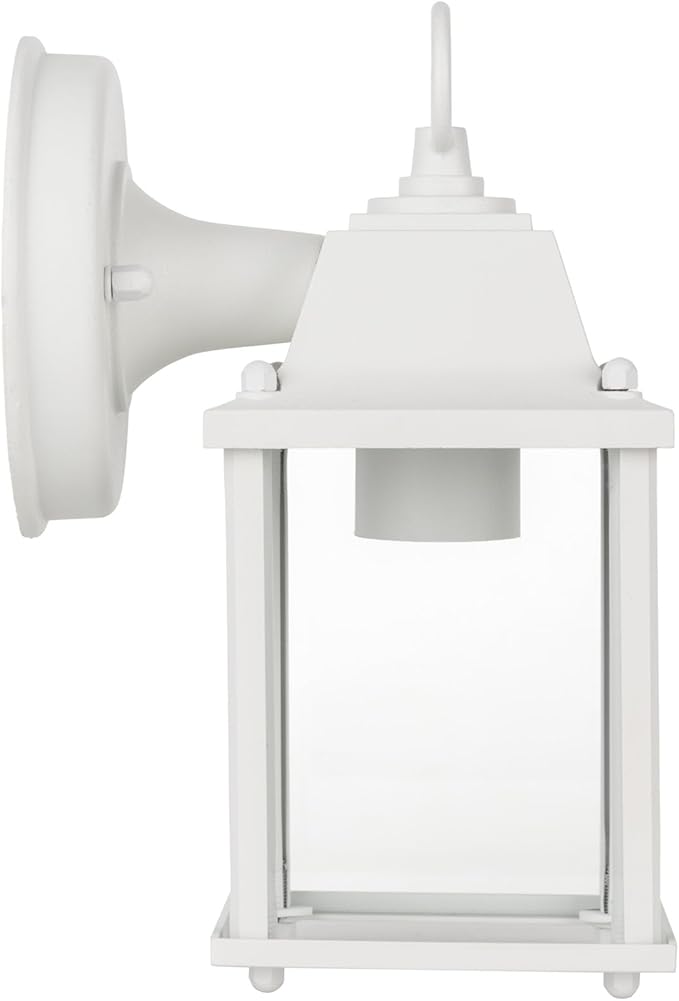 LIT-PaTH Outdoor Wall Lantern, Wall Sconce as Porch Lighting Fixture, E26 Base, Aluminum Housing Plus Glass, Water-Proof and Outdoor Rated, ETL Qualified, 1-Pack, White