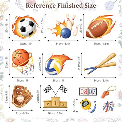 3D Sports Wall Decals, Basketball Soccer Football Wall Stickers Ball Games Peel and Stick Decal Self Adhesive Sticker for Boys Nursery Kids Room Home Decor