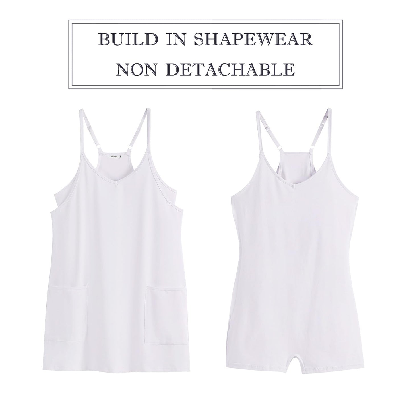 ANRABESS Women Athletic Dress Summer Tennis Workout Active Sports Mini Romper Dress Built in Shorts Travel Vacation Clothes White Small