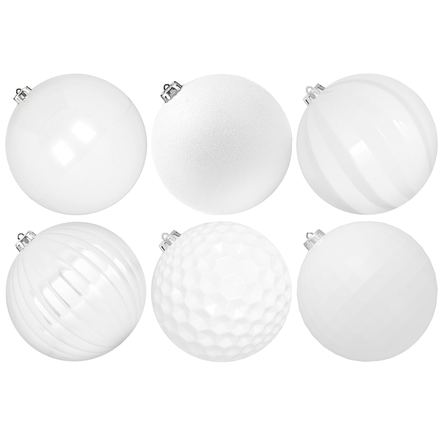 Benjia Extra Large Size Outdoor Christmas Ornaments, Oversized Huge Big Shatterproof Xmas Christmas Plastic Balls for Outside Lawn Yard Tree Hanging Decorations (6"/150mm, White, 6 Packs)