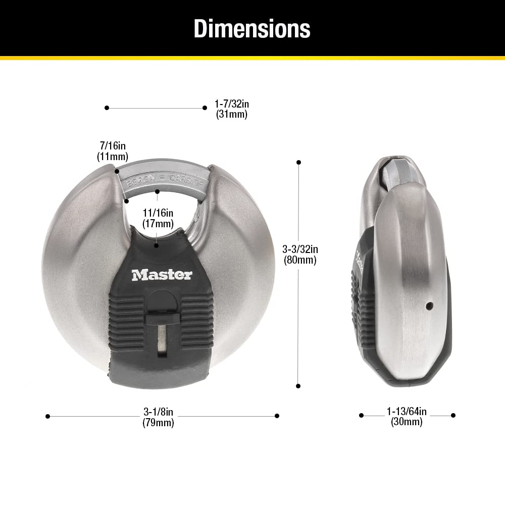 Master Lock M50XD Magnum Heavy Duty Stainless Steel Discus Padlock with Key