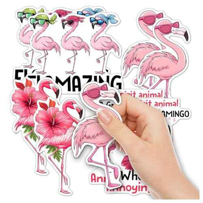 Pack 9 Pcs Flamingo Sticker for Cars Vehicles Trucks Laptops Window Helmets Funny Sayings Bumper Stickers Waterproof Removable Vinyl Wall Decals Car Exterior Laptop Accessories