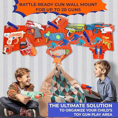 Skywin Wooden Pegboard for Nerf Gun Storage, Nerf Gun Wall Mount Eagle Shape, Compatible with All Blasters, Rack for Wall Organization (Orange)