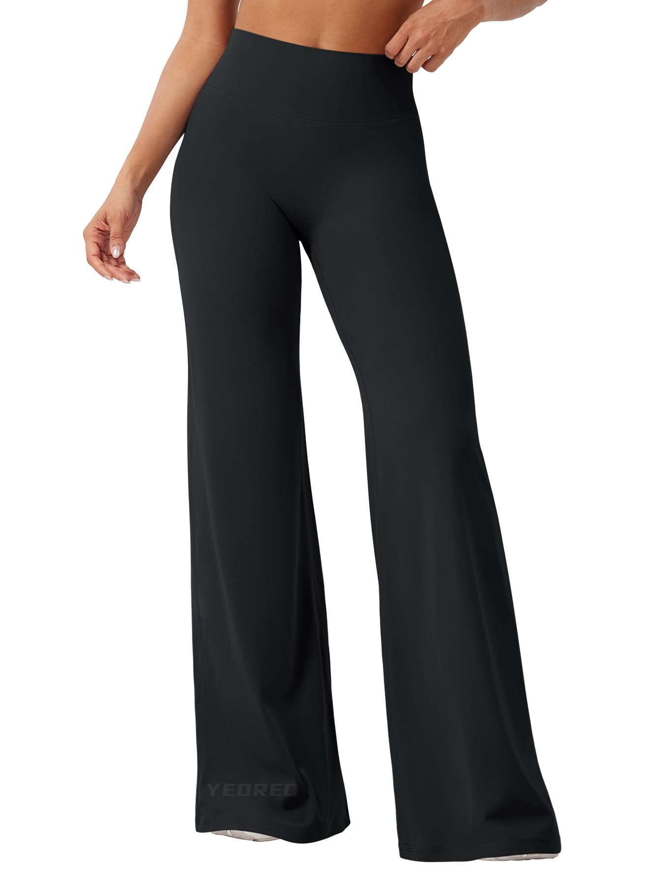 YEOREO Workout Leggings Womens No Front Seam Straight Leggings 35" High Waist Buttery Eddiy Gym Yoga Pants Black M