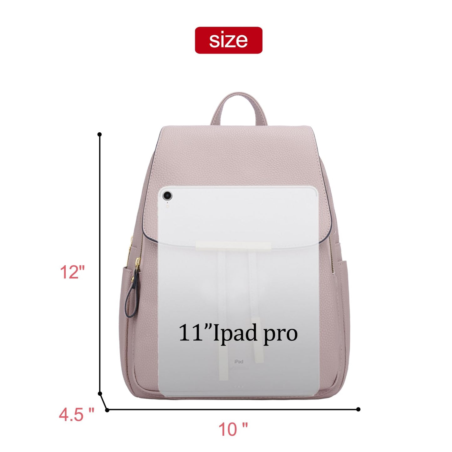 KKXIU Trendy Leather Backpack Purse for Women and Ladies Shoulder Travel Daypacks Bags (A-Pink)