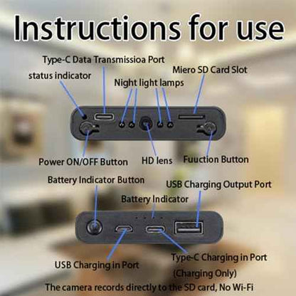 Hidden Camera - Spy Camera - Mini Camera - 10000 mAh HD 1080P- Portable Mobile Power Supply Camera - Secret Camera - Evidence-Collecting Camera-Small Camera-Nanny camera-55 Hours of Record