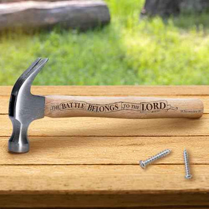 Jesuspirit - Engraved Hammer - Christimas Gifts, Wooden Hammer for Housework - Christian Gifts For Men, Father - Anniversary Gifts - Wedding Gift For Handy Man (The Battle Belongs To The Lord)