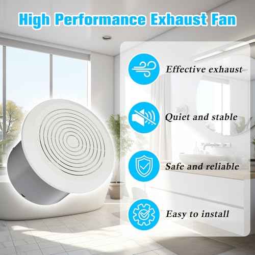 V2262-50 7 Inch Bathroom Exhaust Fan, 1.0 Sones, 50 CFM Ceiling Exhaust Fan, for 8" Opening, Quiet Effective Ventilation for Bathroom, Laundry Room, Kitchen, Mobile Home