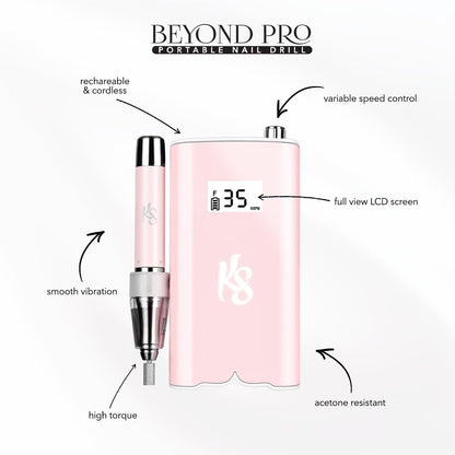 Kiara Sky Beyond Pro Nail Drill | Portable, Rechargeable & Cordles | Pink