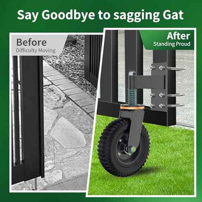 8 Inch Gate Wheel, Suitable for Metal Tube Gates, Capacity 750 Lbs, 360 Degree Rotation, Equipped with Spring Loaded Heavy Duty Gate Wheel, with Installation Tools