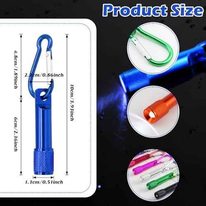 60 Pack Mini Keychain Flashlights Bulk, Ultra-Bright LED Metal Carabiner Clip Lights,Compact Emergency Lights for Camping, Hiking, Cycling, Survival Kits(60)