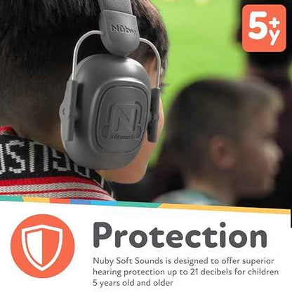 Nuby Soft Sounds Noise-Canceling Earmuffs with Travel Case - Hearing Protection for Kids and Teens - Adjustable Headband - Super Soft Padding - White