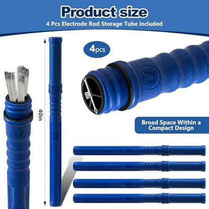 Tandefio 4 Pcs Welding Rod Storage Tube 40 Inch Tig Rod Storage Canisters Welding Electrode Holder Airproof Waterproof Container(Blue)