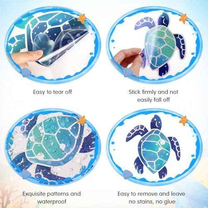 12 Pcs Sea Turtle Wall Decals, Ocean Turtle Vinyl Stickers Underwater Bathroom Decal, Waterproof Wall Sticker Removable Turtles Decals for Bathroom Bedroom Toilet Nursery Room Decoration