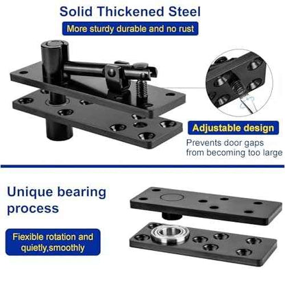 Hidden Pivot Hinge, 600LBS Load-Bearing,Thickened Solid Steel-Heavy Duty Hardware for Bookcase, Murphy Door Kit 360 Rotation Invisible Hinges for Secret Door£¬Bookcase, Shelf Doors