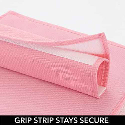 mDesign Fabric Hanging Organizer - Over Closet Rod Storage with 7 Shelves and 3 Removable Drawers for Baby Nursery or Bedroom Organization - Holds Clothes, Linens, Toys, Accessories - Pink Herringbone