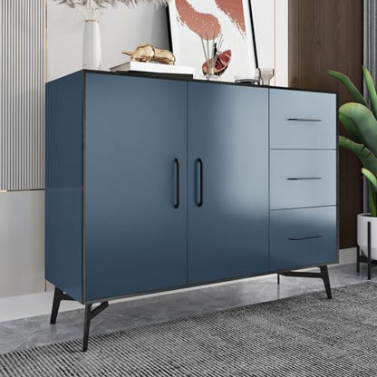Wallercity Metal Indigo Peel and Stick Contact Paper for Countertops Navy Blue Stainless Steel Peel and Stick Wallpaper Self Adhesive Refrigerator Cover Film Contact Paper for Cabinets 15.8''x78.7''
