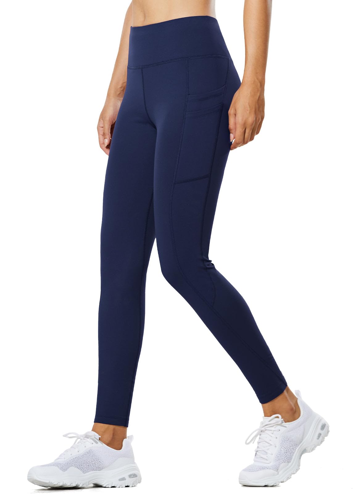 baleaf Thermal Leggings for Women Waterproof Fleece Lined Hiking Pants Winter Warm Tights Skiing Running Yoga Gear Navy XL