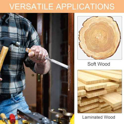 4 Piece Wood Chisel Set, Sturdy Carton Steel Chisels with Wood Handle, Wood Tools for Woodworking and DIY Projects (6mm, 12mm, 18mm, 24mm)