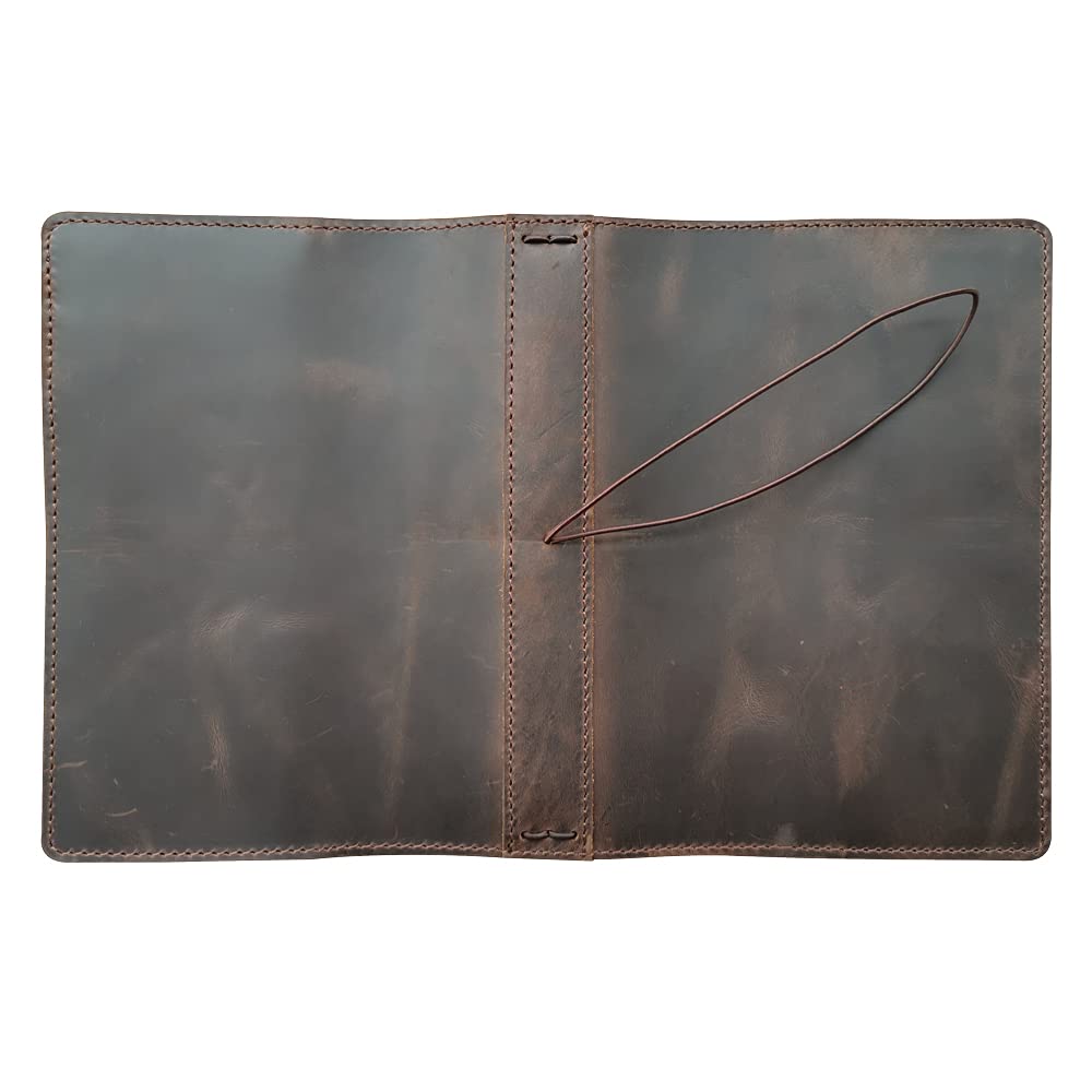 newestor Travelers Notebook Cover with Inner Pockets, Card Slots and Pen Holder, A5 Size, Dark Brown