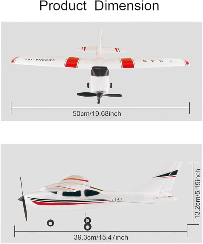 F949 RC Plane 3CH 2.4Ghz Remote Control Airplane EPP 3D6G RTF RC Airplane for Beginners Easy to Fly RC Glider with 2 Batteries Propellers Landing Gear (LED 2BSL)