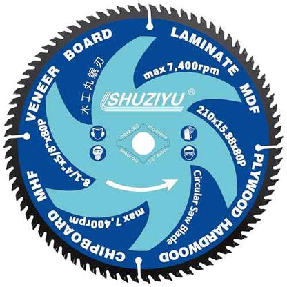 LSHUZIYU 8 1/4 Inch (210MM)-80T, Arbor 5/8"-Diamond, Smooth Cut Coating. Circular Saw Blade, Table Saw Blade, Miter Saw Blade, for Laminate, Veneer Board, Plywood, Hard Wood, MDF and HDF Cutting