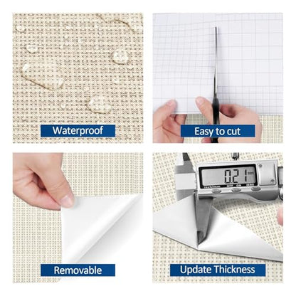 FunStick Beige Weave Grasscloth Peel and Stick Wallpaper Textured Wallpaper for Bedroom Bathroom Walls Removable Beige Contact Paper for Cabinets Waterproof Grass Cloth Fabric Wall Paper Roll 16"x80"