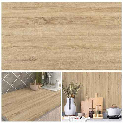 Wood Contact Paper Peel and Stick - Self Adhesive Vinyl Wrap Cabinet Wooden Oak Grain Wallpaper - Kitchen Waterproof Countertop Wall Cover Roll - Removable Covering for Counter Furniture 11.8x78.7in