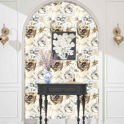 Beige Floral Peel and Stick Wallpaper Vintage Blue Contact Paper Brown Flower Wall Mural Home Vinyl Waterproof Self Adhesive Removable Renter Friendly Wall Paper 17.5" x 118"