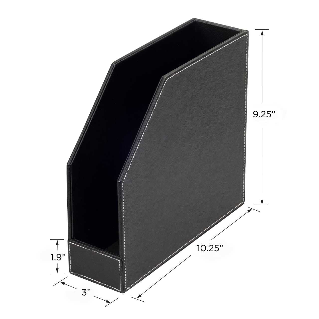 MobileVision Executive Leather Vertical File Folder Holder & Office Product Organizer, Store Files, Magazines, Notepads, Books and more, 2 Pack Combo Set