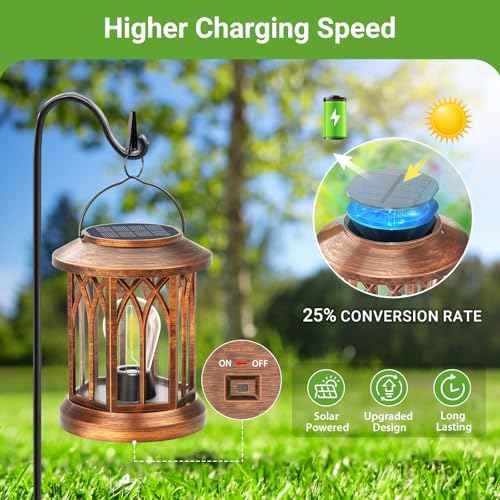 WdtPro Solar Lanterns Outdoor Hanging 6 Pack, Upgraded Bright Lantern Lights Outdoor Waterproof, Solar Powered Lantern Over 12Hrs Solar Lights for Outside Garden Yard Patio Decor (Copper)