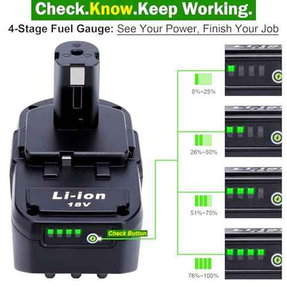 2-Pack Upgraded 7000mAh Replacement for Ryobi Battery 18V P108 P189 P190 P197 P107 P105 P102 PBP002 PBP003 PBP005, Compatible with Ryobi One Plus18V Weed Wacker Edger Blower Saw Drill Tools Battery