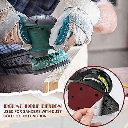 400 Grit Mouse Sander Sandpaper, Jamiikury 5 Hole Detail Sander Sandpaper Palm Sander Paper Mouse Sanding Pads Hook and Loop Sanding Sheets - Pack of 20