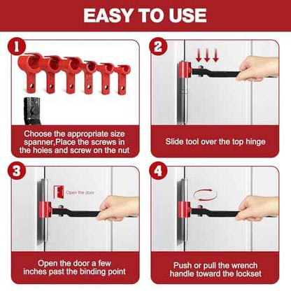 6 in 1 Door Hinge Adjustment Tool Multi-Size Hinge Gap Adjusting Wrench Kit Heavy Duty Door Hinge Repair Tool for Residential and Commercial Use