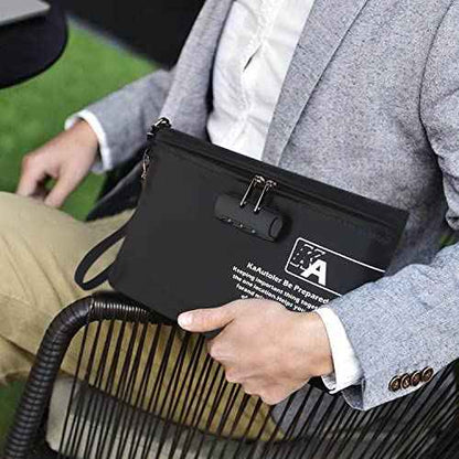 Fireproof Money Bag with Lock KaAutoler Fireproof and Waterproof Cash Bag with Zipper Closure Fireproof Safe Box Money Pouch Locking Accessories Pouch for Cash (11"*7.5")