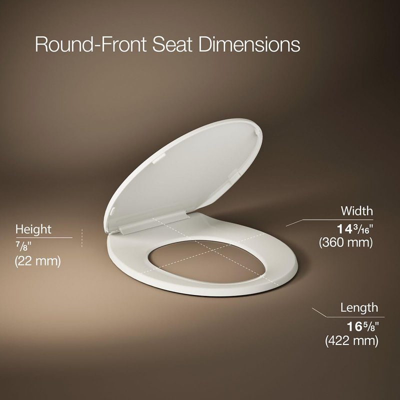 KOHLER 20111-96 Brevia, Slow Close Toilet Seat, Round Toilet Seat, Grip-Tight Bumpers Quick-Attach Hardware, Biscuit (Pack of 2)