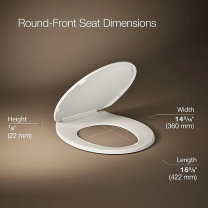 KOHLER 20111-96 Brevia, Slow Close Toilet Seat, Round Toilet Seat, Grip-Tight Bumpers Quick-Attach Hardware, Biscuit (Pack of 2)